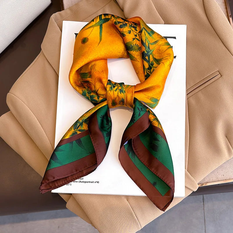 2026 New Fashion 70X70cmPrinted Women's Scarf Pashmina Silk Scarf Square Shawl Decorative Headband Neck Luxury Design Bandana