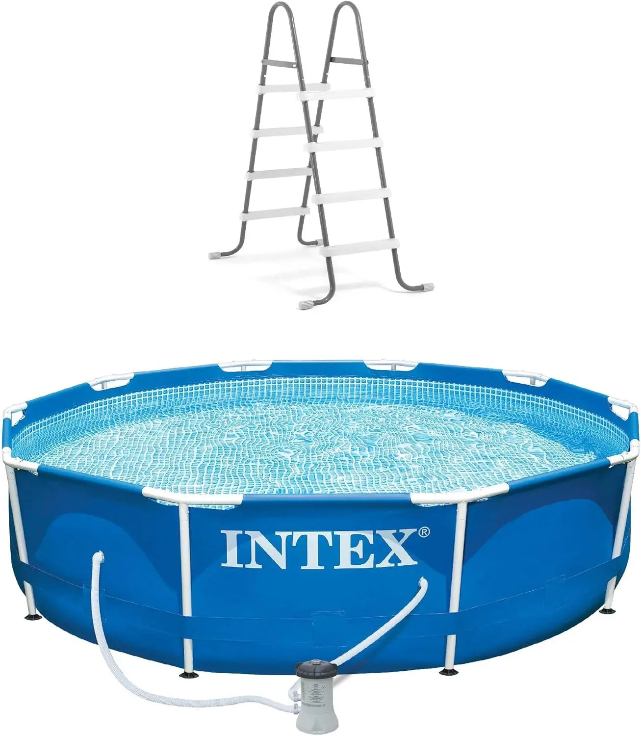 10ft x 30in Round Metal Frame Above Ground Pool Set with Filter Pump and Ladder