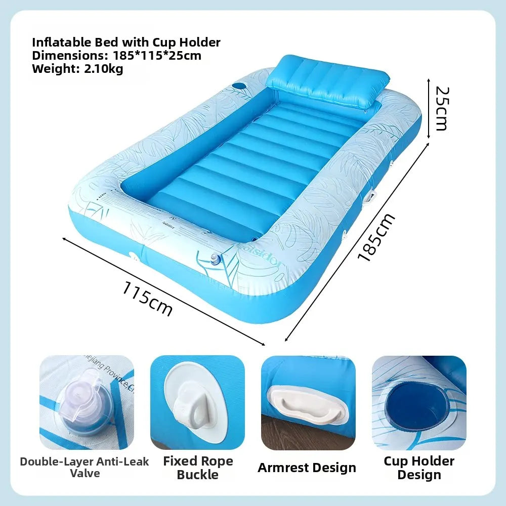 Inflatable Pool Float with Pillow Adult Swimming Floating Mattress Water Lounge Raft Beach Summer Party Toys