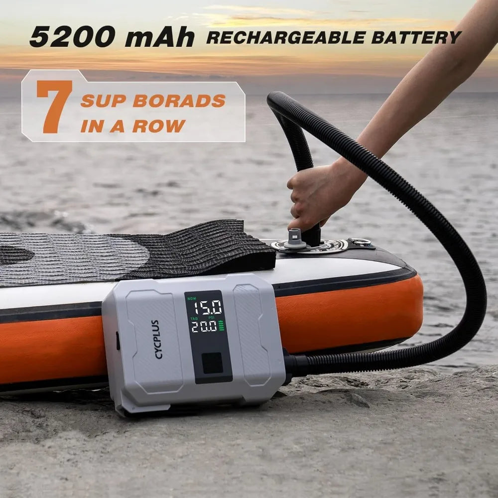 20PSI Rechargeable Paddleboard Pump Intelligent Fast Dual-Stage Inflation,for Stand-Up Paddleboard,Inflatable Boat Tent Mattress