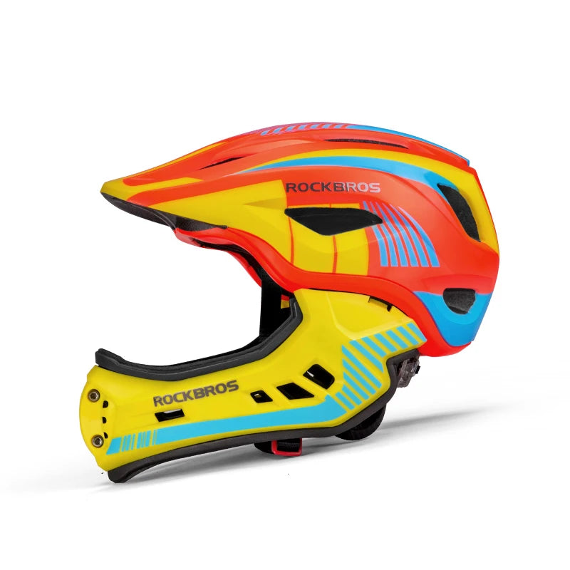 ROCKBROS Child Cycling Helmets Detachable Full Face Helmet Lightweight Adjustable Bicycle Scooter Helmet Safety Breathable