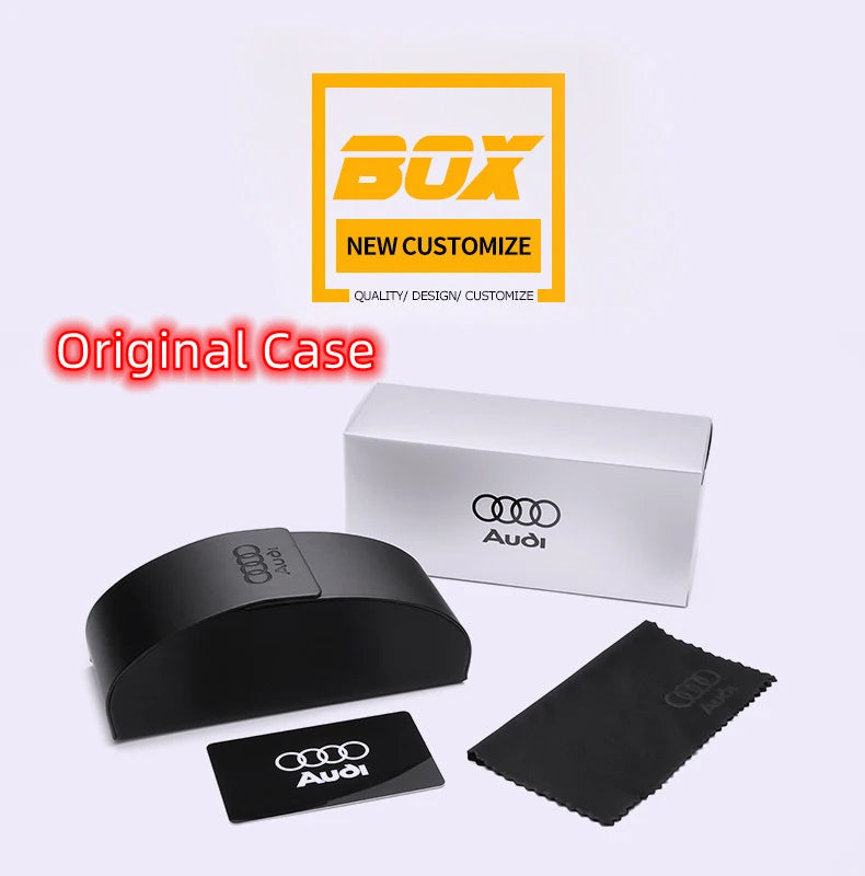 AUDI Luxury Red Gold Polarized Sunglasses Men Designer Driving Sun Glasses Male Pilot Goggles UV400 Eyewear Oculos De Sol