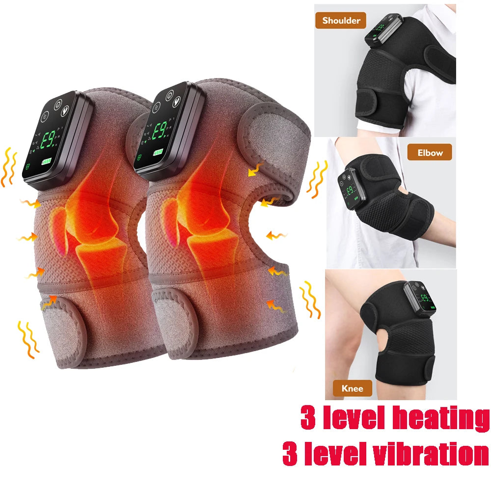 Eletric Heating Knee Massage Instrument Cordless Hot Compress Vibrator Knee Pad Joint for Elbow Leg Brace Care Muscle Relaxation