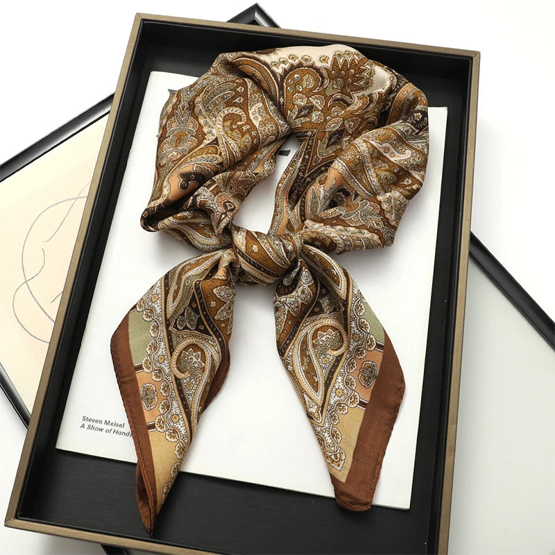 2026 New Fashion 70X70cmPrinted Women's Scarf Pashmina Silk Scarf Square Shawl Decorative Headband Neck Luxury Design Bandana