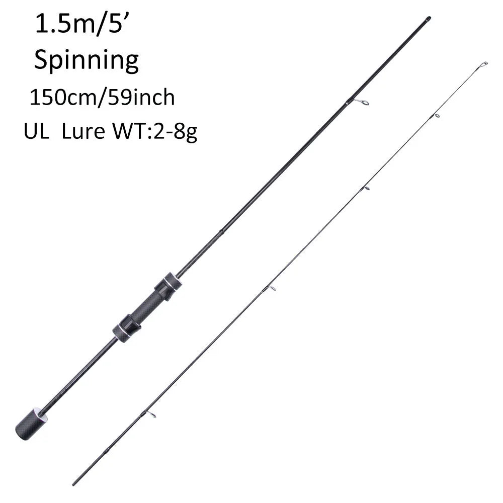 FISHINGFANS CARBON HANDLE UL ML FUJI O GUIDE X CROSS CARBON TAPE ULTRALIGHT MEDIUM LIGHT SPINNING CASTING FISHING ROD