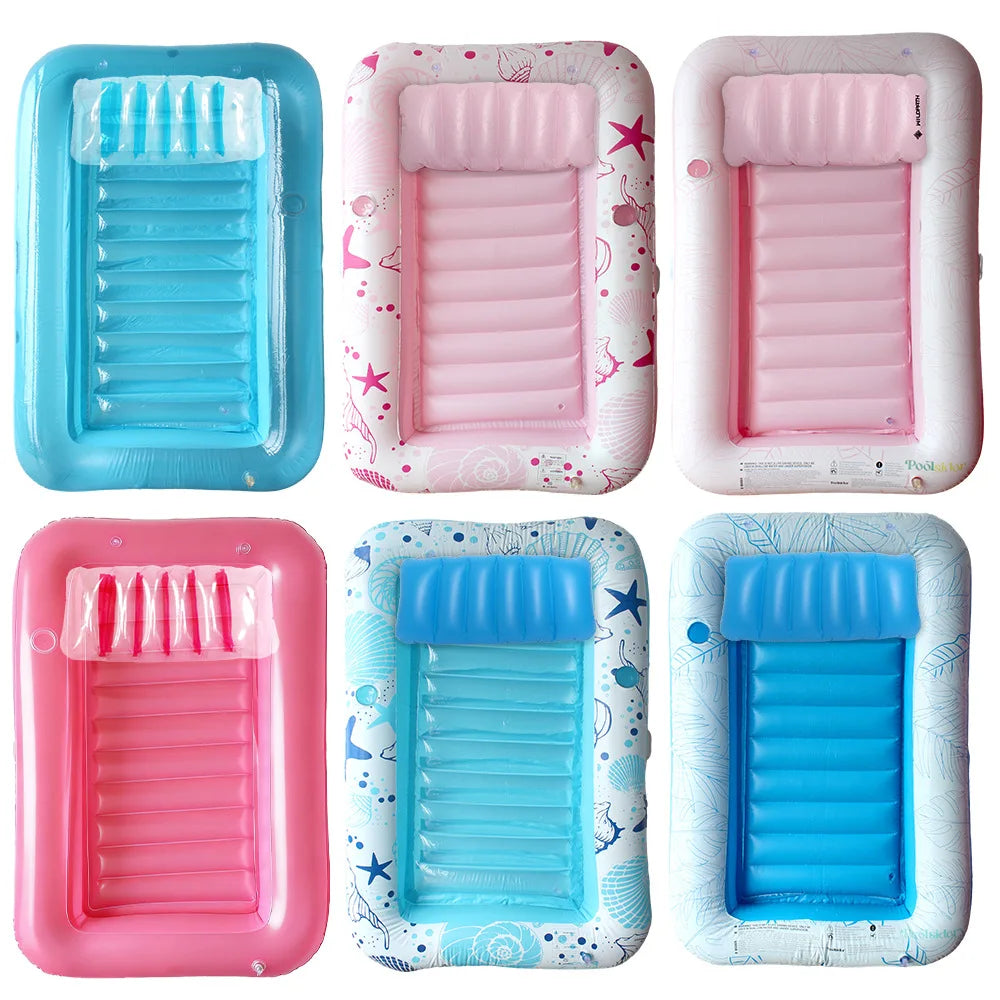 Double Person Inflatable Floating Mat with Pillow Adult Backrest PVC Water Park Sunbathing Pool Lounger Floating Mat