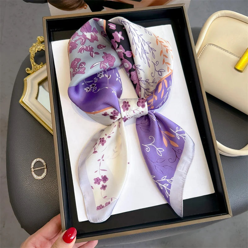 2026 New Fashion 70X70cmPrinted Women's Scarf Pashmina Silk Scarf Square Shawl Decorative Headband Neck Luxury Design Bandana