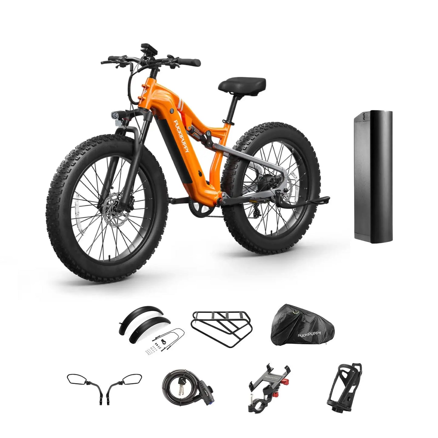PUCKIPUPPY Labrador-pro Electric Bike 26" Fat Tire Full Suspension Electric Mountain Bike 1350W 48V 20AH Ebike 2-Year Warranty