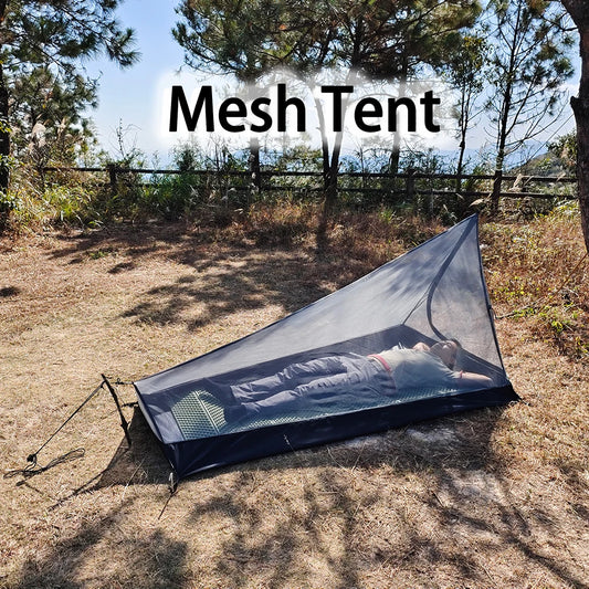 A-Tower Mesh Tent Outdoor Backpacking Camping Hiking Portable Inner Tent Anti-mosquito and Insect Solo Poleless Bivy Tent