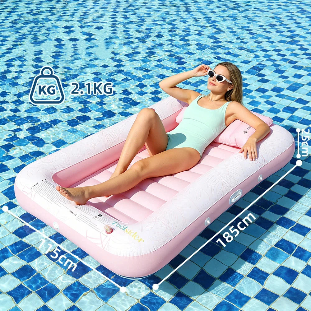 Double Person Inflatable Floating Mat with Pillow Adult Backrest PVC Water Park Sunbathing Pool Lounger Floating Mat