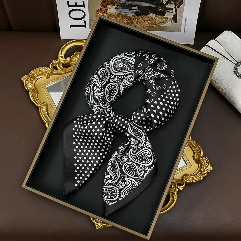 2026 New Fashion 70X70cmPrinted Women's Scarf Pashmina Silk Scarf Square Shawl Decorative Headband Neck Luxury Design Bandana