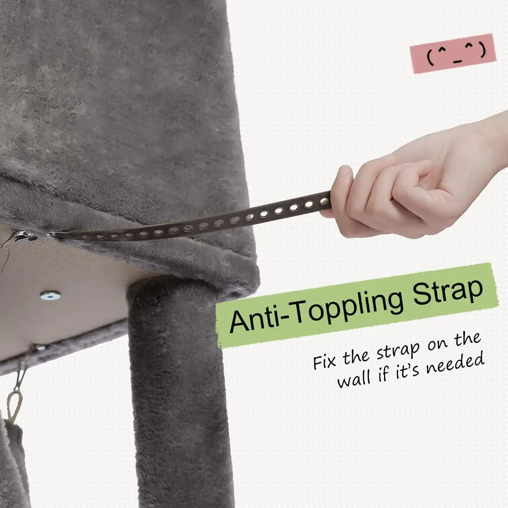 Floor to Ceiling Cat Tree 92.9’’-101.6’’ Height Adjustable Cat Tower Tall Kitty Climbing Play House with Scratching Posts