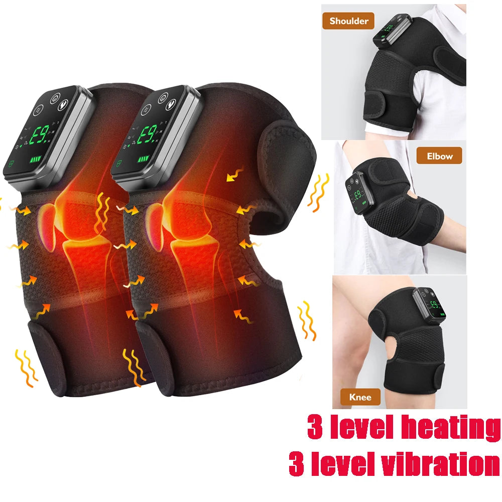 Eletric Heating Knee Massage Instrument Cordless Hot Compress Vibrator Knee Pad Joint for Elbow Leg Brace Care Muscle Relaxation