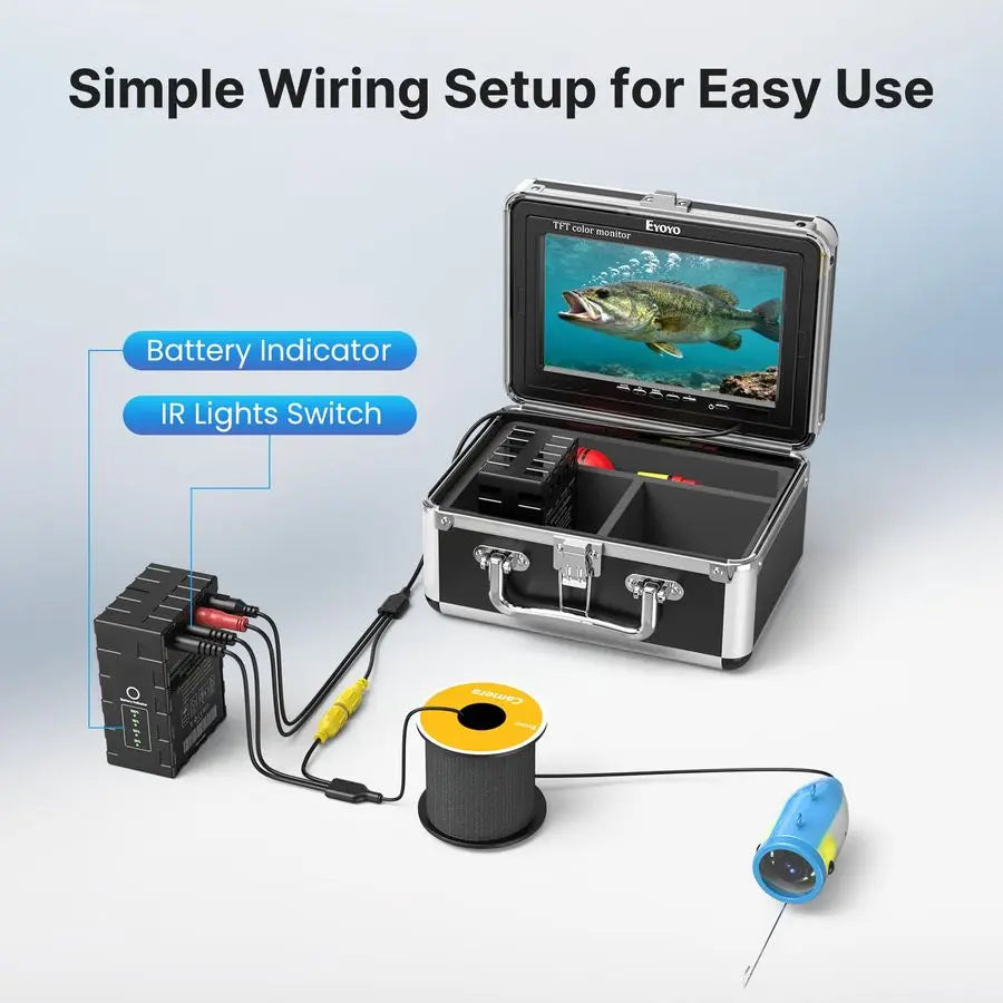Underwater Fishing Camera 7 Inch Ice Fishing Camera with 2 Batteries, Portable Fish Finder Waterproof 1000TVL Fishing Camera 12p
