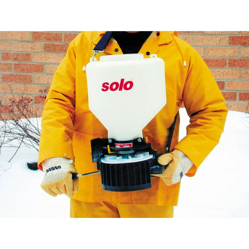 SOLO Inc. 421S 20LB White Portable Chest-mount Spreader with Comfortable Cross-shoulder Strap Fertilizer Seed Salt Ice Melt Hand