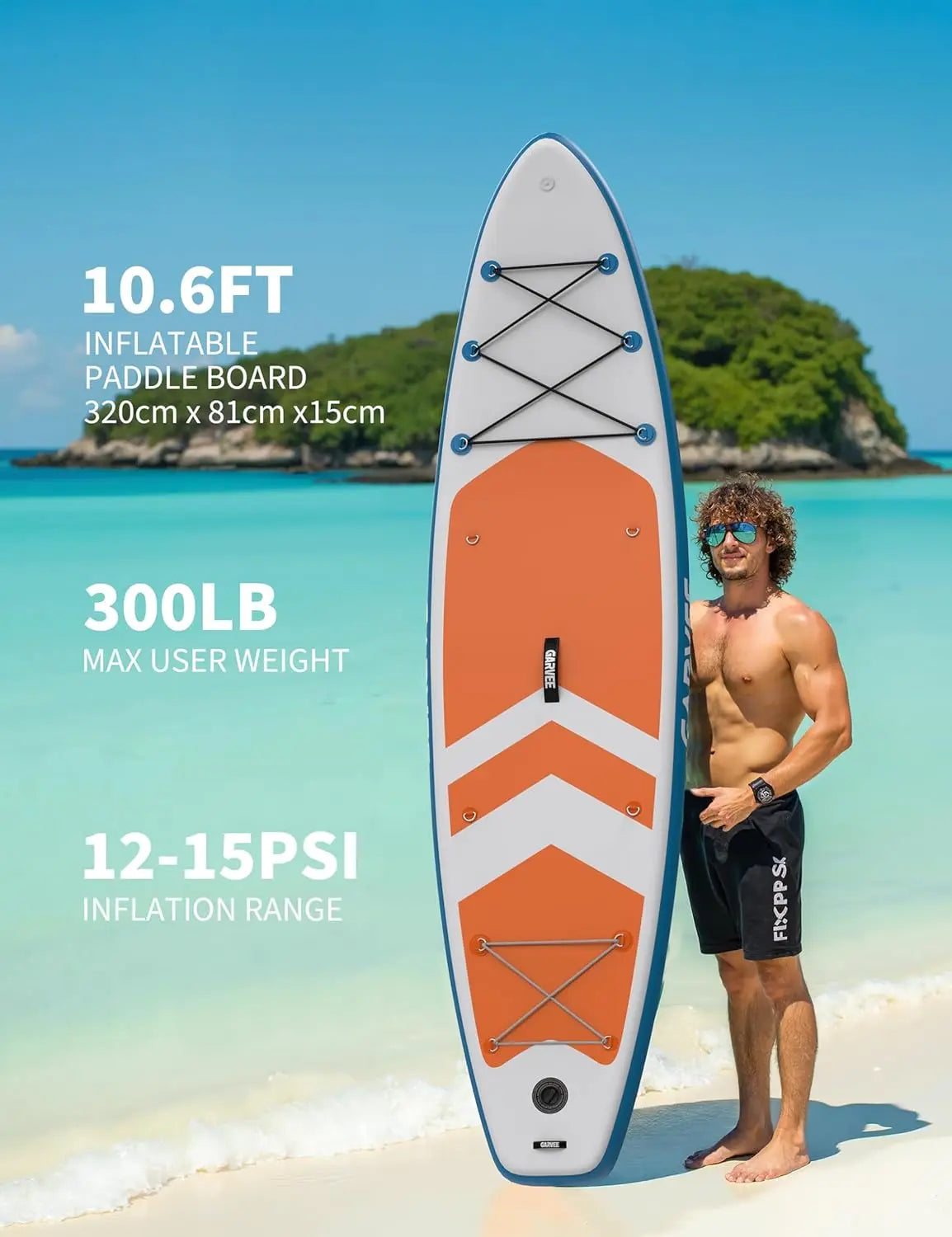 Inflatable Paddle Board, 10.6ft Inflatable Stand Up Paddle Board with Non-Slip EVA Deck, SUP Board with Complete Accessories
