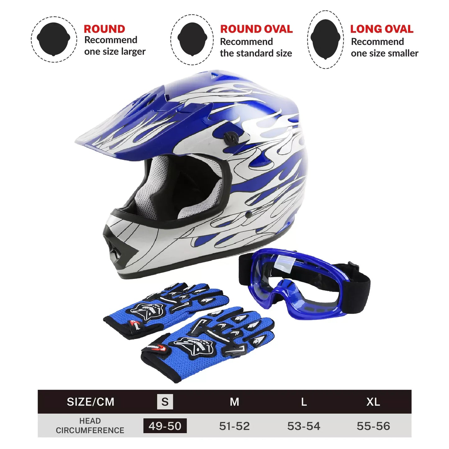 DOT Youth Helmet Child Kids Motorcycle Full Face Offroad Dirt Bike ATV S M L XL