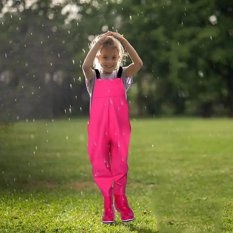 Kids Chest Waders One-Piece Youth Fishing Waders Waterproof With Boots Hunting Waders Raincoats Watersuits Rain Trousers For