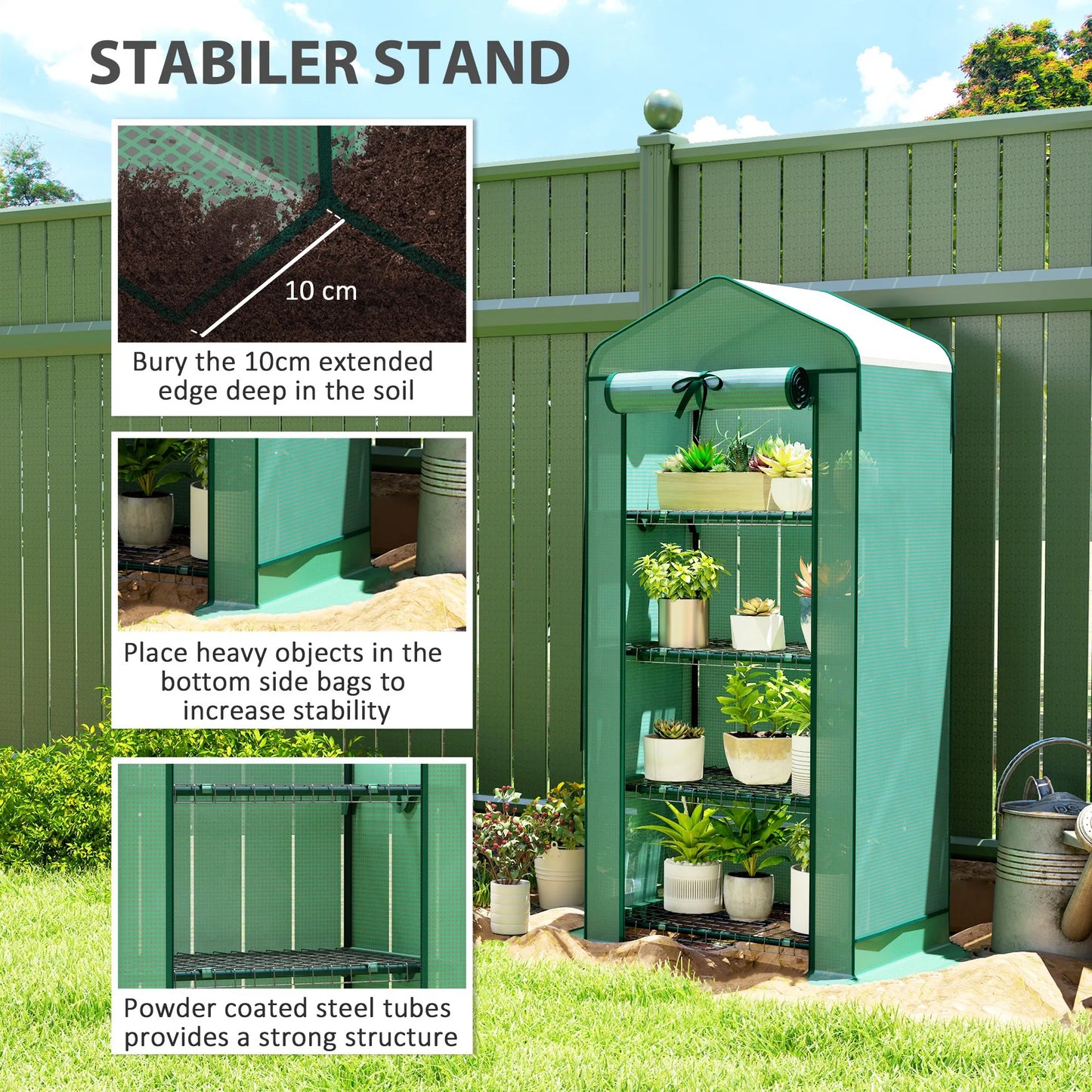 Outsunny 4 Tier Mini Greenhouse with Screen Roof, 27.6" X 19.7" X 62.2", Portable Small Greenhouse with High Strength Pe Cover