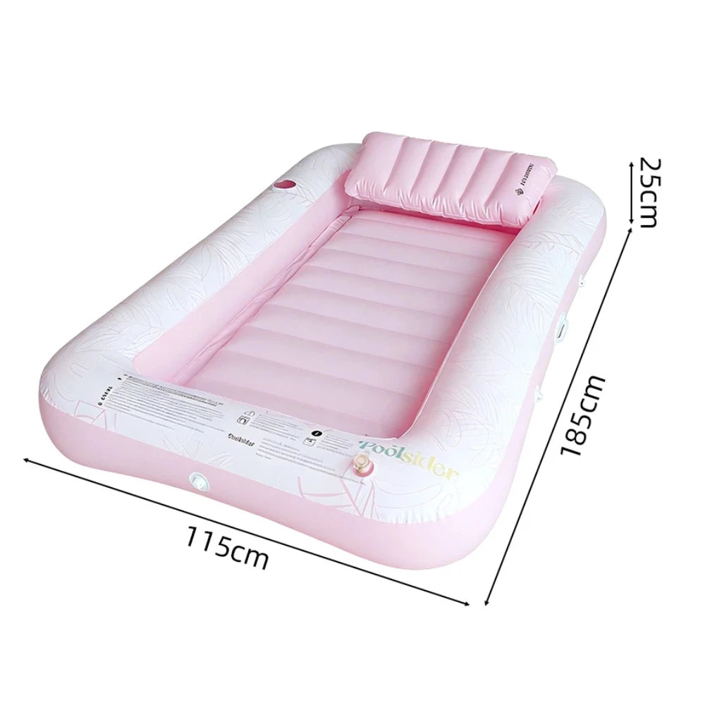 Double Person Inflatable Floating Mat with Pillow Adult Backrest PVC Water Park Sunbathing Pool Lounger Floating Mat