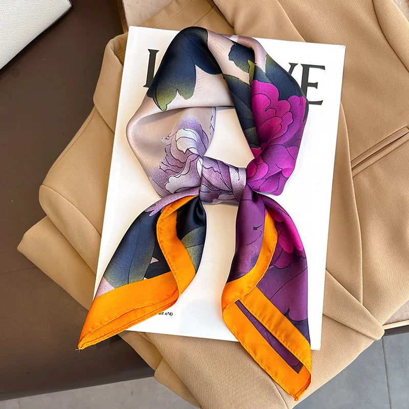 2026 New Fashion 70X70cmPrinted Women's Scarf Pashmina Silk Scarf Square Shawl Decorative Headband Neck Luxury Design Bandana