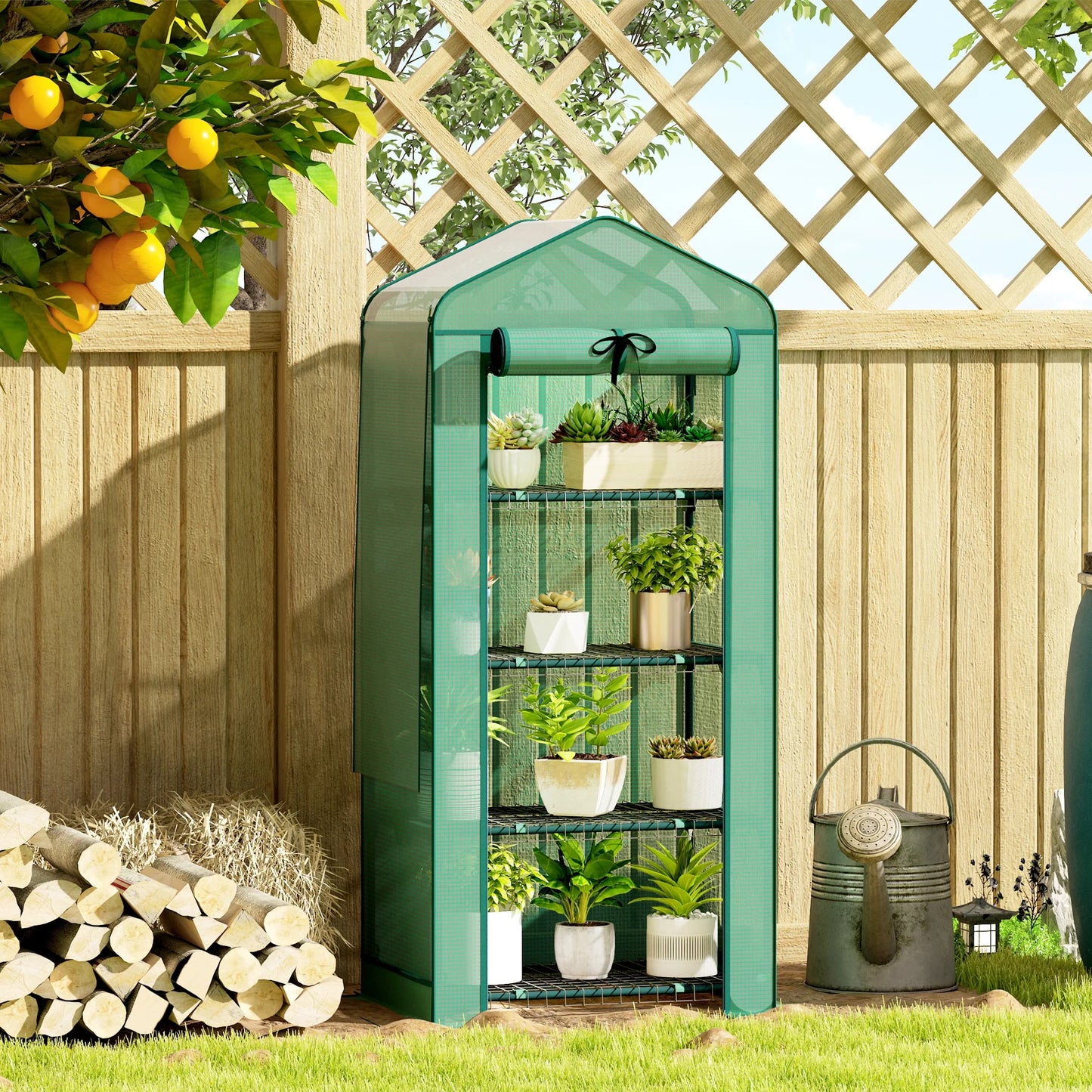 Outsunny 4 Tier Mini Greenhouse with Screen Roof, 27.6" X 19.7" X 62.2", Portable Small Greenhouse with High Strength Pe Cover