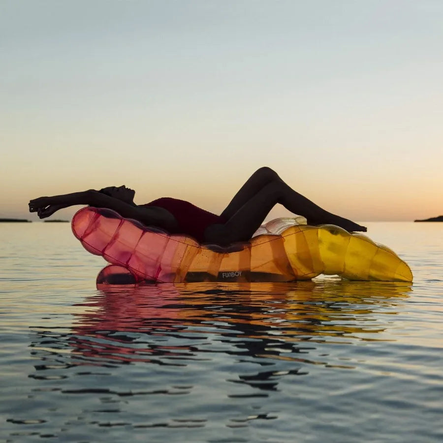 Giant Inflatable Luxury Clear Rainbow Chaise Lounger Chair Pool Float Transparent Tri-Color Material Cool Adult Float Perfect f