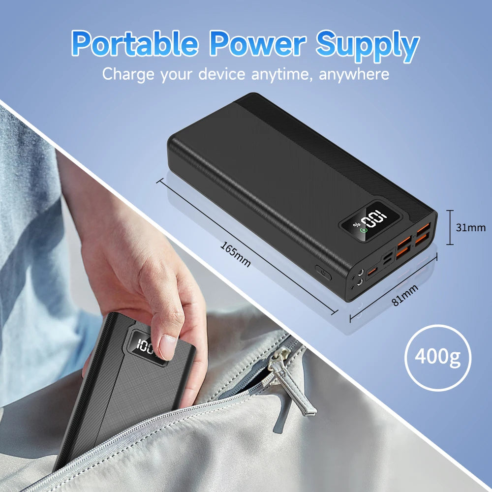 Large-capacity Portable 40000mAh Power Bank With 4 USB Outputs, LED Digital Battery Display, LED Lighting, Fast Charging