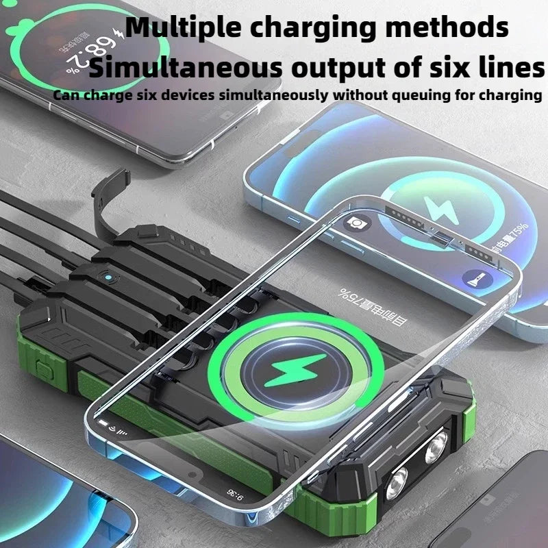 XIAOMI Solar Wireless Power Bank 200000mAh Large Capacity Fast Charging External Battery Outdoor Survival Emergency Equipment
