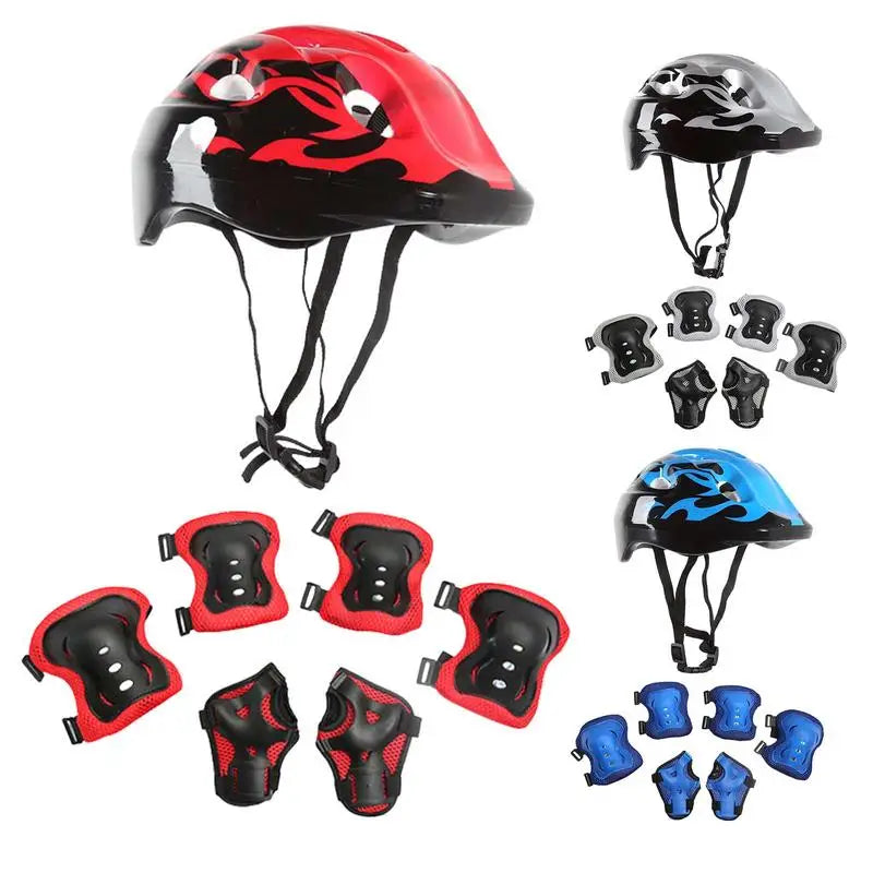 7Pcs Roller Skating Kids Boy Girl Safety Helmet Knee Elbow Pad Set Cycling Skate Bicycle Scooter Helmet Protection Safety Guard