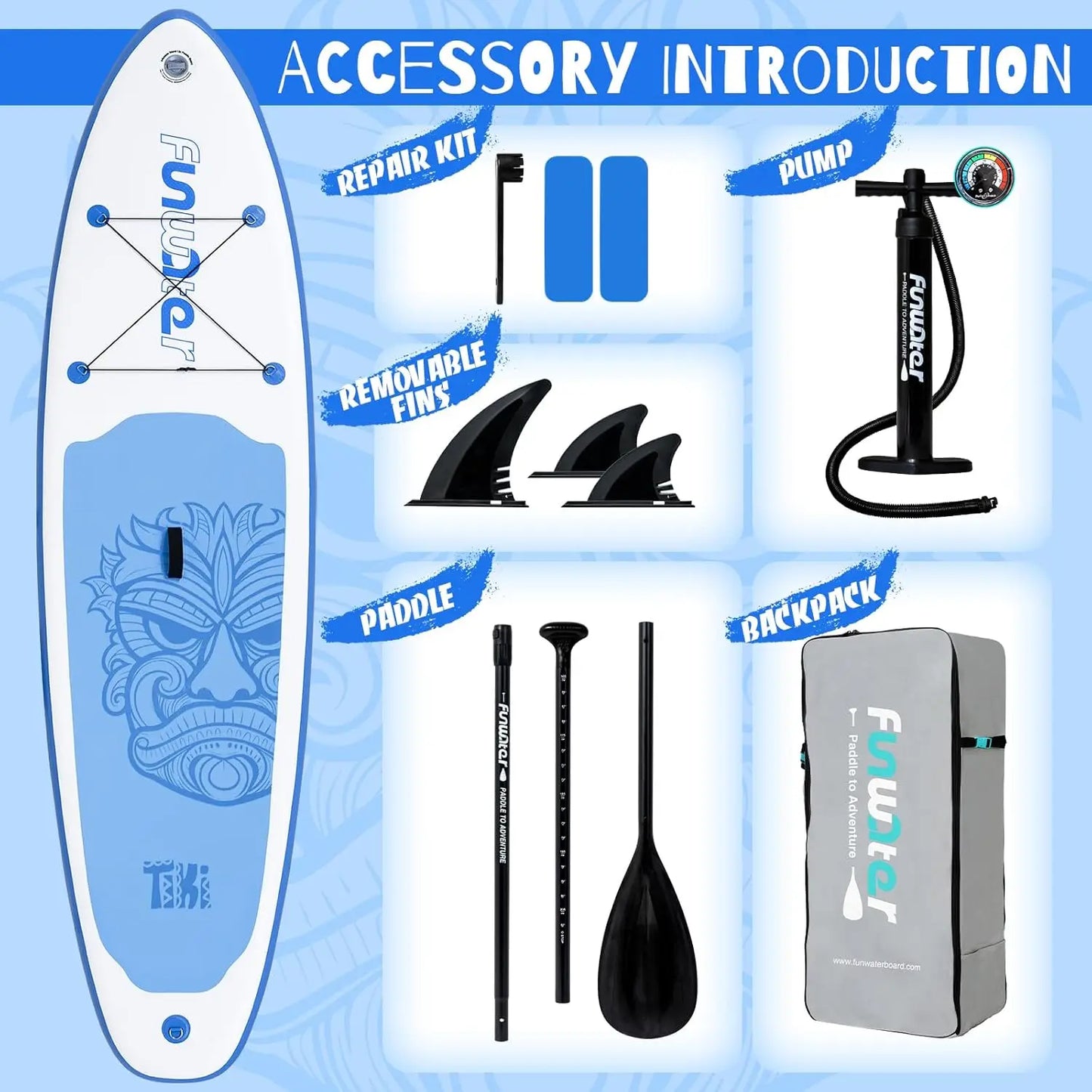 Inflatable Ultra-Light Stand Up Paddle Board for All Skill Levels with Premium SUP Paddleboard