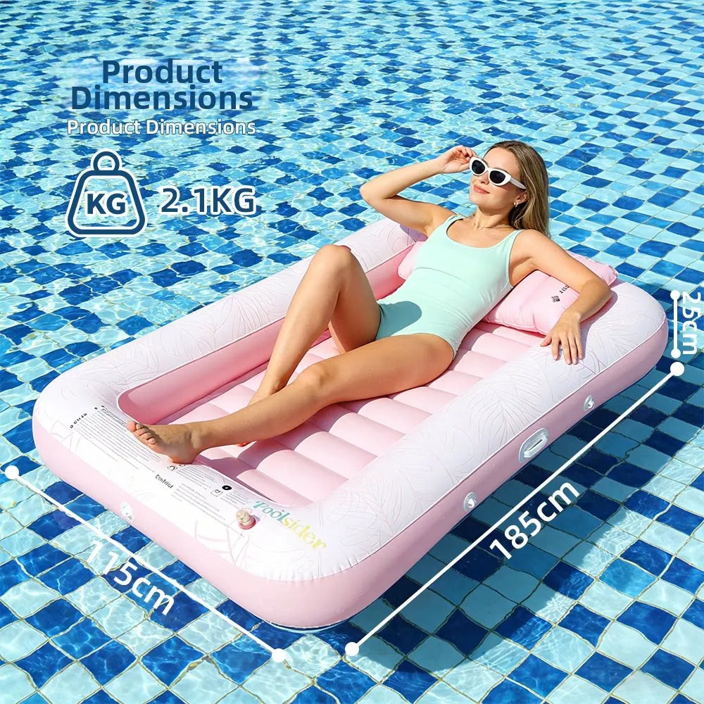 Inflatable Pool Float with Pillow Adult Swimming Floating Mattress Water Lounge Raft Beach Summer Party Toys