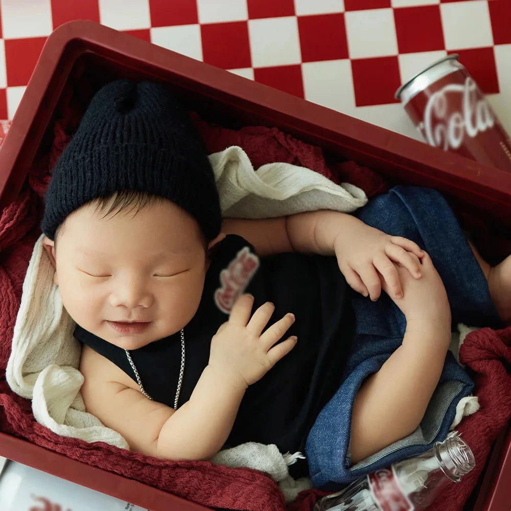 Cool Boy Theme Photography Set Newborn Jumpsuit Girls Sunglasses Drink Bottle Photo Theme Set Baby Shoot Decorative Props
