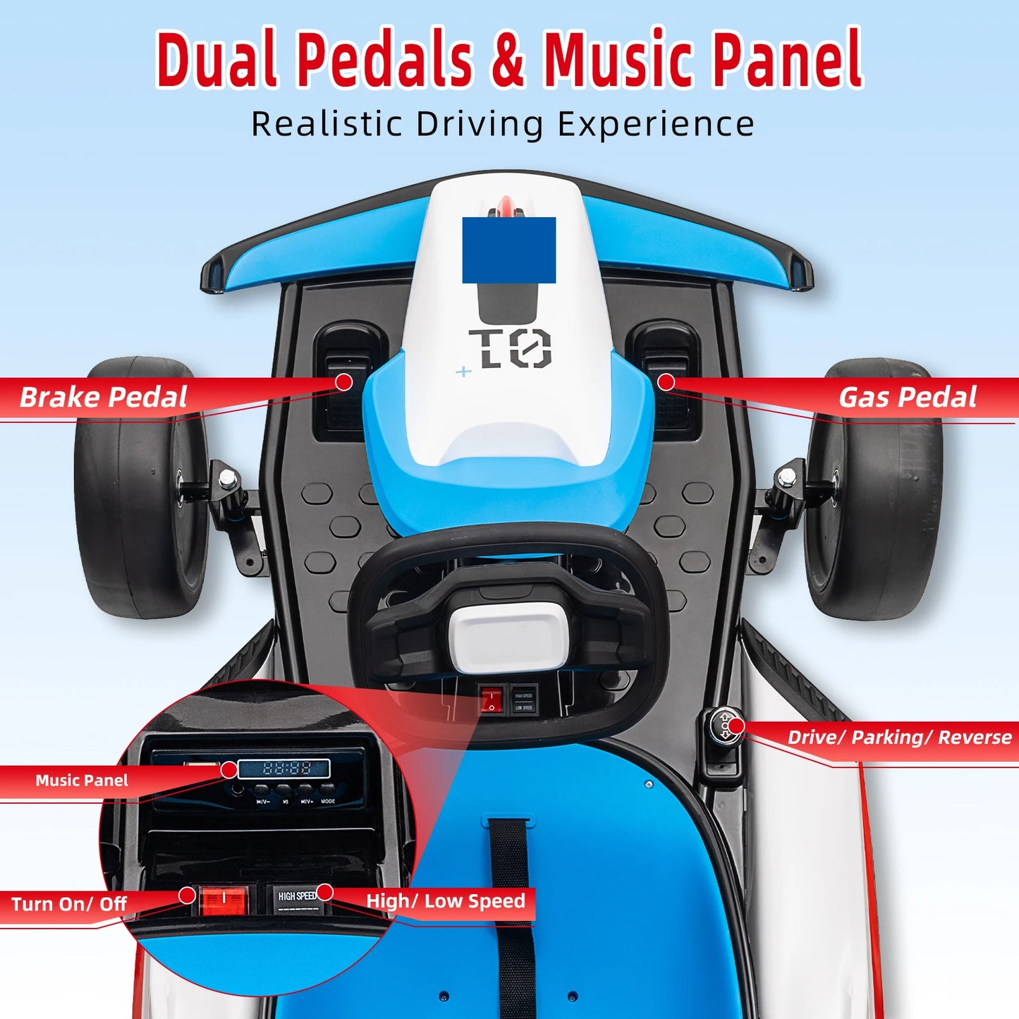 Electric Go Kart for Kids, 24V Drift Kart with 2X200W Strong Motor, 7AH Battery, Electric Pedals, Outdoor Race Ride-On Toys