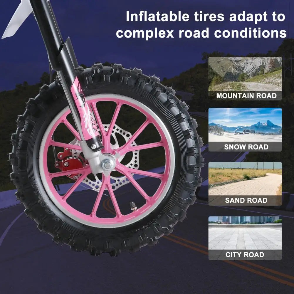 49cc 2-Stroke Pink Dirt Bike, Gas Power Motocross, Equipped With Front And Rear Disc Brakes, Pull-start, Cool Birthday Gift