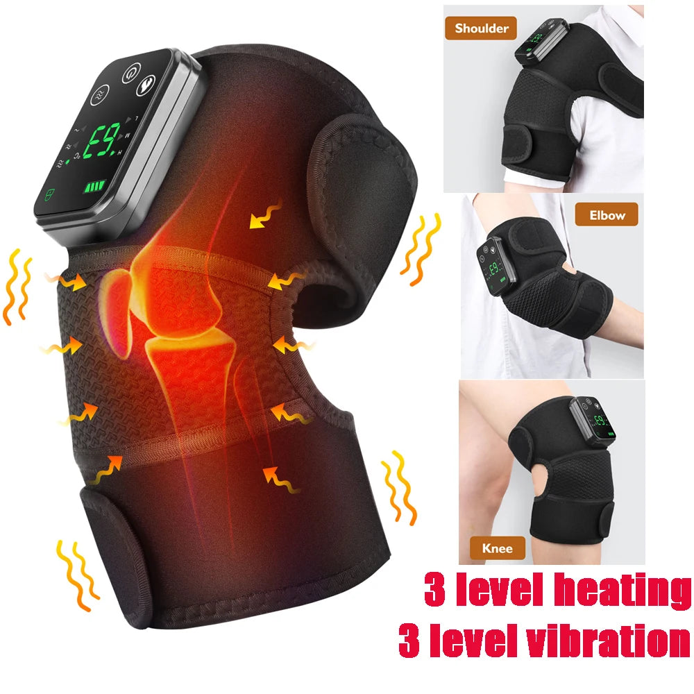 Eletric Heating Knee Massage Instrument Cordless Hot Compress Vibrator Knee Pad Joint for Elbow Leg Brace Care Muscle Relaxation