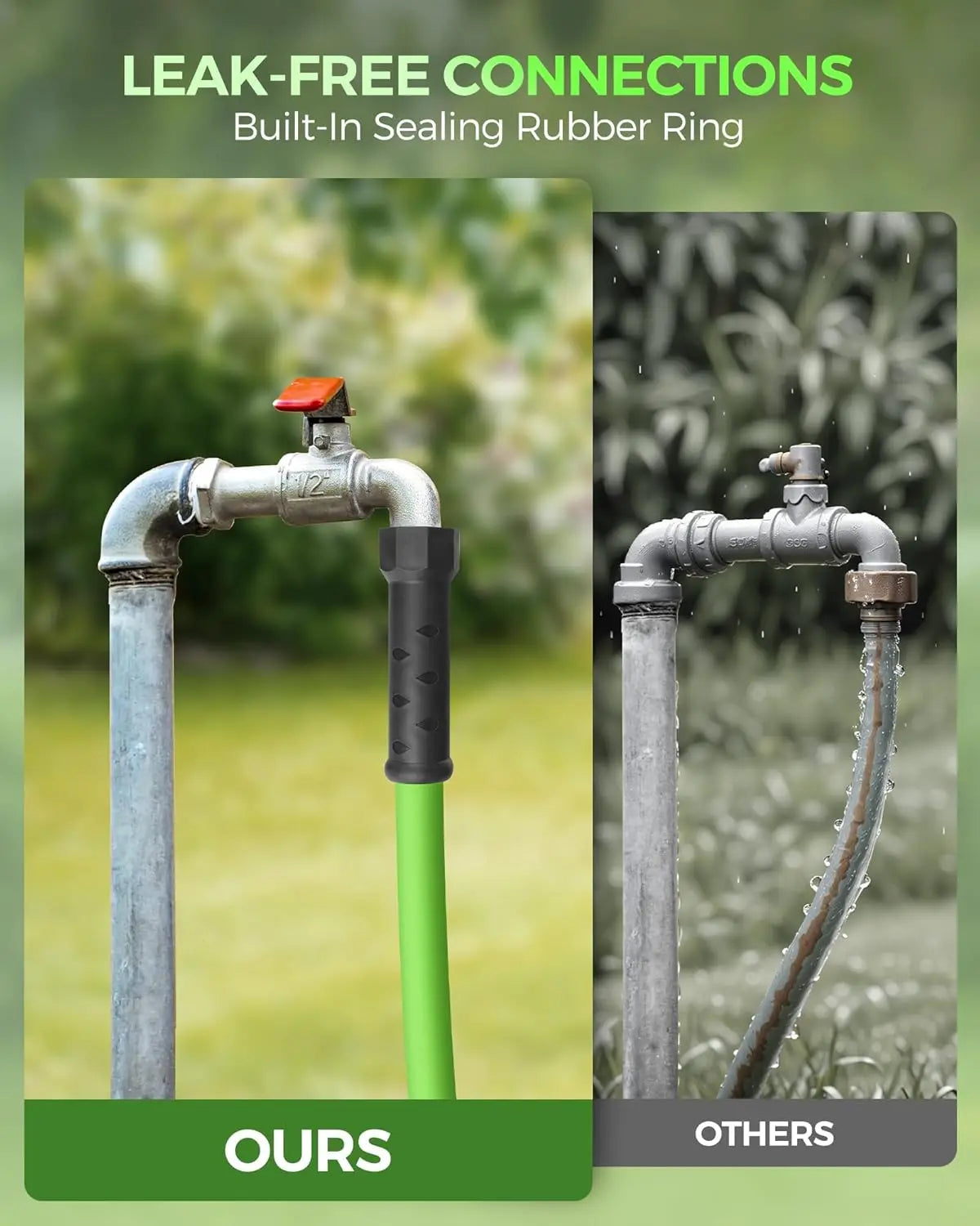 100 FT Heavy Duty Garden Hose with Swivel Handle, 200 PSI Working Pressure, Flexible All-Weather Water Hose
