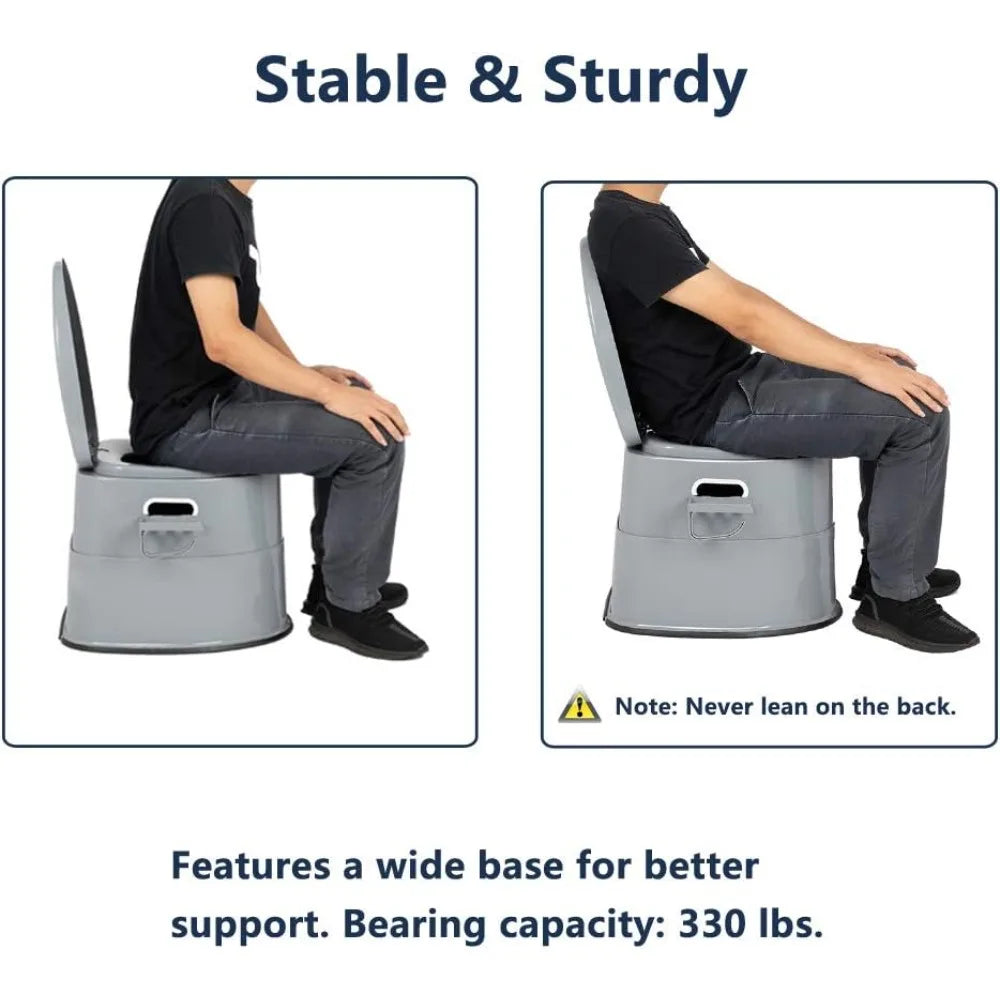 Portable Toilet | Indoor Outdoor Commode w/Detachable Inner Bucket & Removable Paper Holder, Lightweight