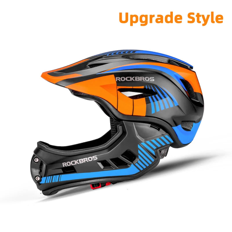 ROCKBROS Child Cycling Helmet Impact Resistant Cross Helmet Detachable Full Face Helmet Safety Protection Bicycle Scooter Helmet