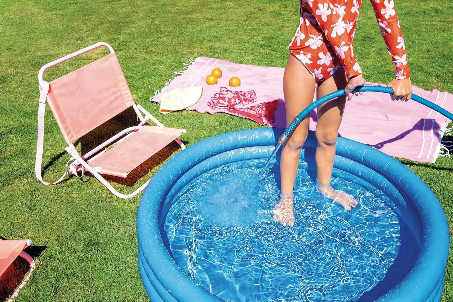 Crystal Blue Inflatable Kiddie Pool, 45in x 10in, Includes Repair Patch for Summer Fun