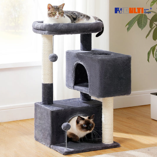 Multi-Level Cat Tree Tower with Sisal Scratching Posts Soft Padded Perch Large Cat Condo for Indoor Kitten Bed House Cat Toys