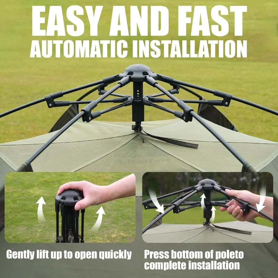 2 3 4 Person Camping Tent Instant Pop Up Waterproof 2 Doors Tent with Easy Setup 3Season Hexagonal Dome Design for Family Hikin