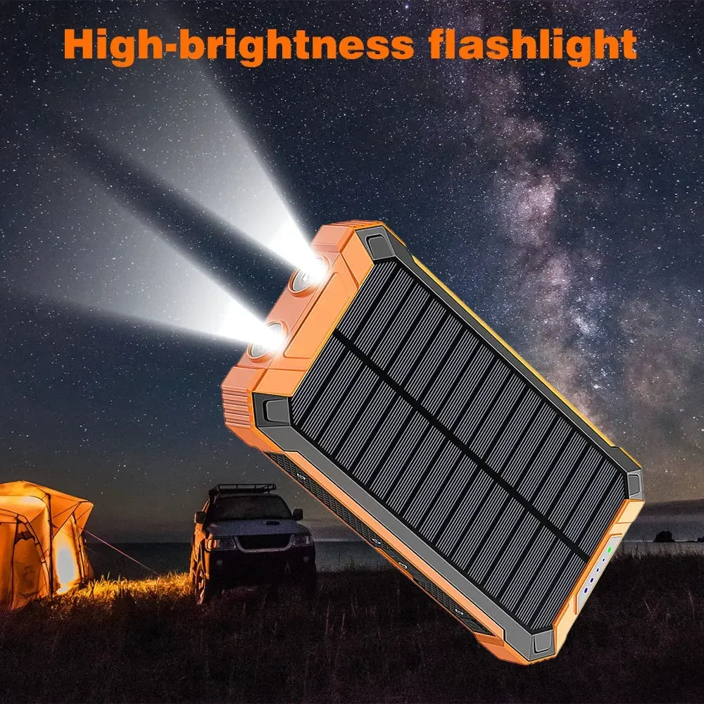 Solar Mobile Power Bank Portable Wireless Fast Charging 10000mAh 4USB port Suitable for iPhone xiaomi huawei with 2Led Light