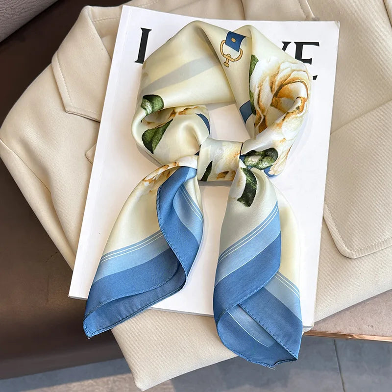 2026 New Fashion 70X70cmPrinted Women's Scarf Pashmina Silk Scarf Square Shawl Decorative Headband Neck Luxury Design Bandana