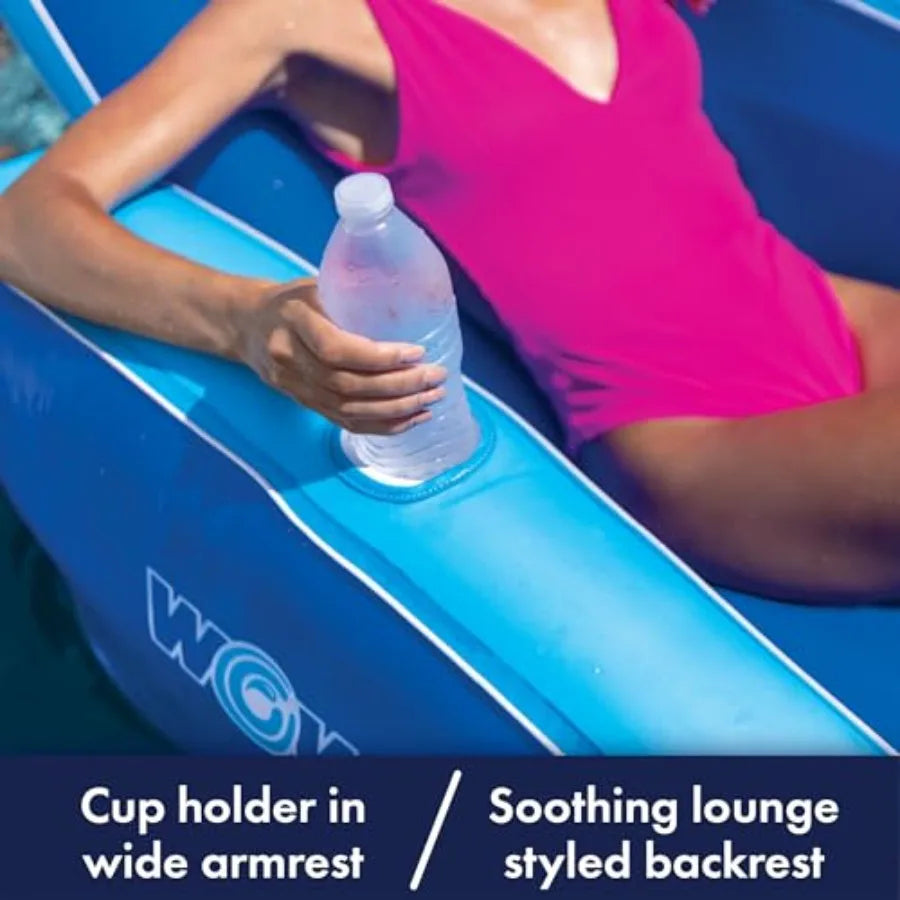 Inflatable Pool Party Lounge Chair for Adults - Summer Accessory - Blue and White Striped Design - Durable PVC Material - Comfo