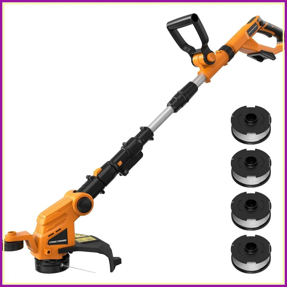 12" Cordless String Trimmer for Lawn, Automatic Feed Weed Eater with 4 Spools, Compatible with Dewalt 20V Max Battery