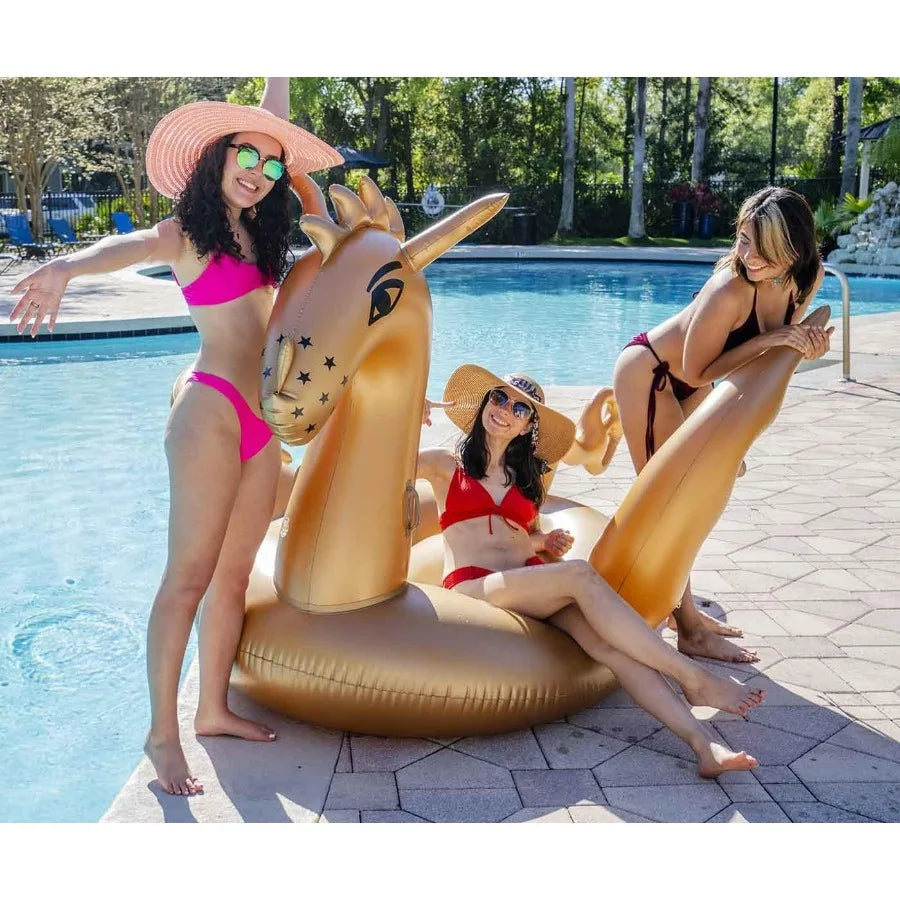 Giant Inflatable 103 Golden Dragon Pool Float for Summer Fun - Golden Color Durable PVC Material Ideal for Pool or Beach Use