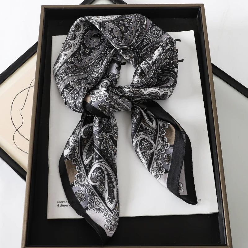 2026 New Fashion 70X70cmPrinted Women's Scarf Pashmina Silk Scarf Square Shawl Decorative Headband Neck Luxury Design Bandana