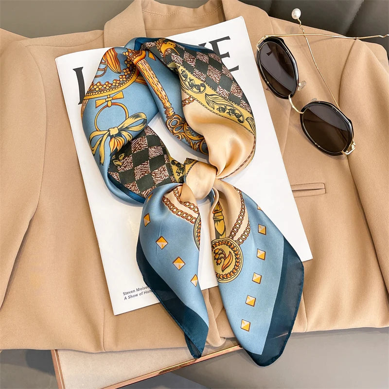 2026 New Fashion 70X70cmPrinted Women's Scarf Pashmina Silk Scarf Square Shawl Decorative Headband Neck Luxury Design Bandana