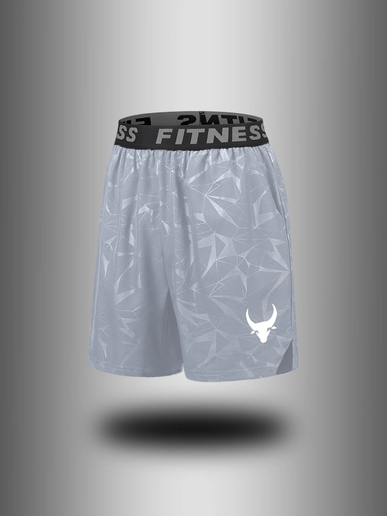 Men'S Athletic Quick-Dry Casual Elastic Waistband Shorts Set with Geometric Print Summer Sports Wear